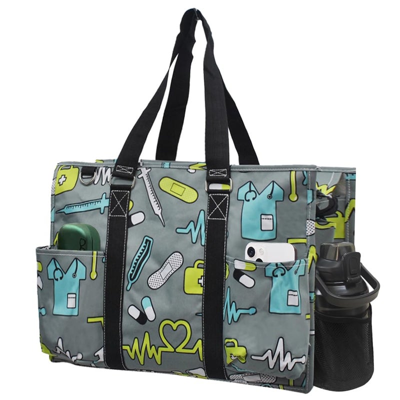 NGIL Zip-Top Tote Bag with Exterior Pockets for Working Women, Nurses, and Moms, Design in USA (Nurse Black) - Image 1